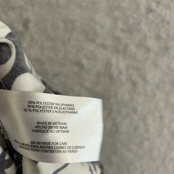 NWO Three Dots Loose-Fit Black & White Leaf Print Flare Leg Pants XL Polyester - Picture 8 of 11